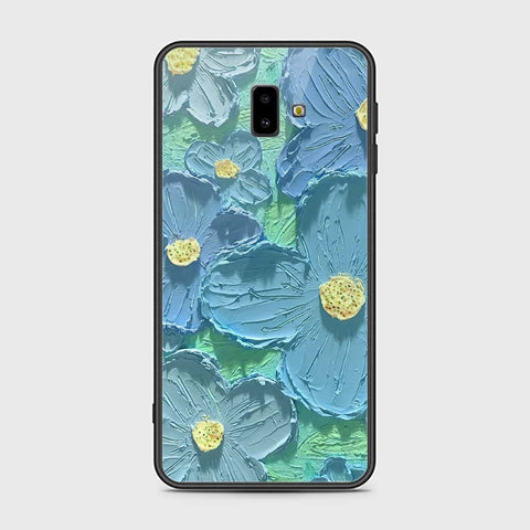 Samsung Galaxy J6 Plus Cover - Floral Series - Design 1 - Purple & Aqua - HQ Ultra Shine Premium Infinity Glass Soft Silicon Borders Case