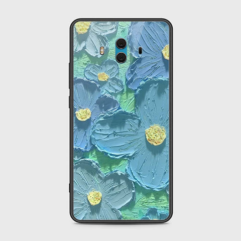 Huawei Mate 10 Cover - Floral Series - Design 1 - Purple & Aqua - HQ Ultra Shine Premium Infinity Glass Soft Silicon Borders Case