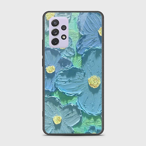 Samsung Galaxy A72 Cover - Floral Series - Design 1 - Purple & Aqua - HQ Ultra Shine Premium Infinity Glass Soft Silicon Borders Case