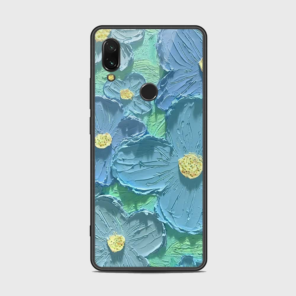 Xiaomi Redmi 7 Cover - Floral Series - Design 1 - Purple & Aqua - HQ Ultra Shine Premium Infinity Glass Soft Silicon Borders Case