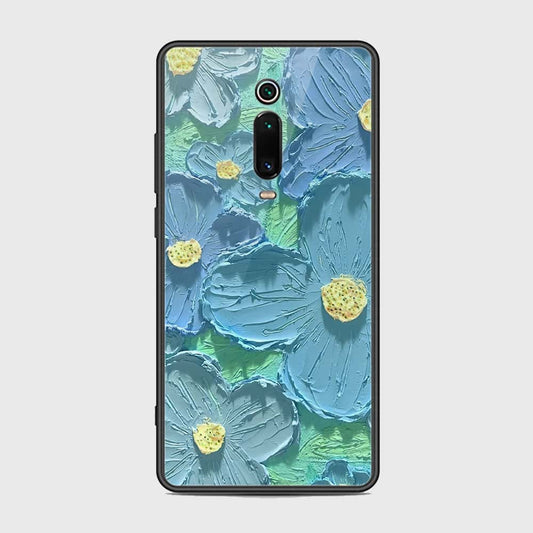 Xiaomi Mi 9T Cover - Floral Series - Design 1 - Purple & Aqua - HQ Ultra Shine Premium Infinity Glass Soft Silicon Borders Case