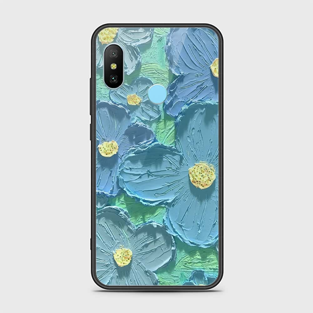 Xiaomi Mi A2 Lite Cover - Floral Series - Design 1 - Purple & Aqua - HQ Ultra Shine Premium Infinity Glass Soft Silicon Borders Case