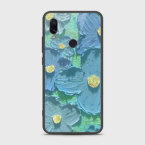 Xiaomi Redmi Note 7 Cover - Floral Series - Design 1 - Purple & Aqua - HQ Ultra Shine Premium Infinity Glass Soft Silicon Borders Case