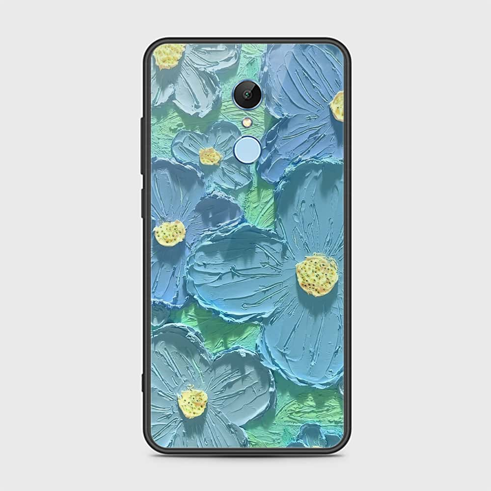 Redmi 5 Plus Cover - Floral Series - Design 1 - Purple & Aqua - HQ Ultra Shine Premium Infinity Glass Soft Silicon Borders Case