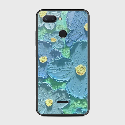 Xiaomi Redmi 6 Cover - Floral Series - Design 1 - Purple & Aqua - HQ Ultra Shine Premium Infinity Glass Soft Silicon Borders Case