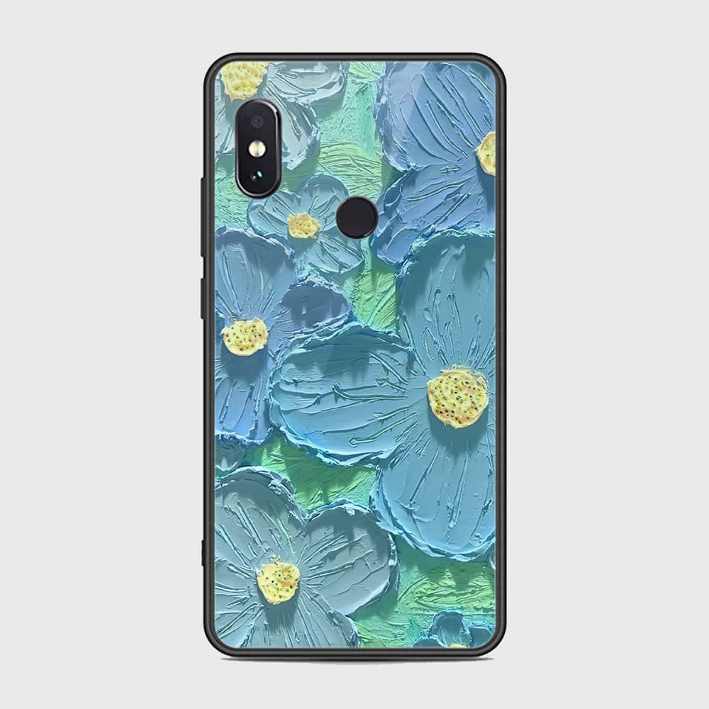 Xiaomi Redmi Note 5 Pro Cover - Floral Series - Design 1 - Purple & Aqua - HQ Ultra Shine Premium Infinity Glass Soft Silicon Borders Case