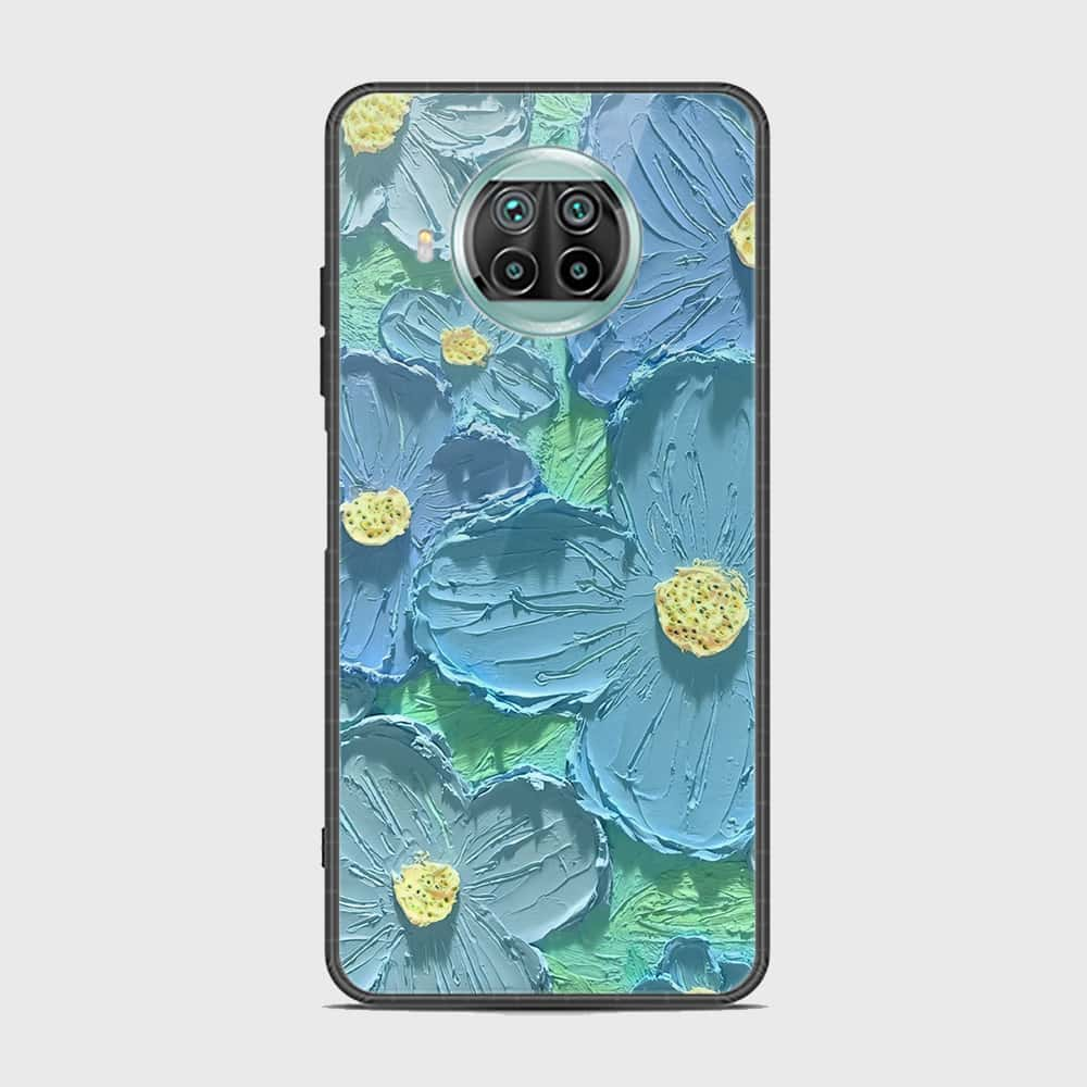 Xiaomi Mi 10 Lite 5G Cover - Floral Series - Design 1 - Purple & Aqua - HQ Ultra Shine Premium Infinity Glass Soft Silicon Borders Case