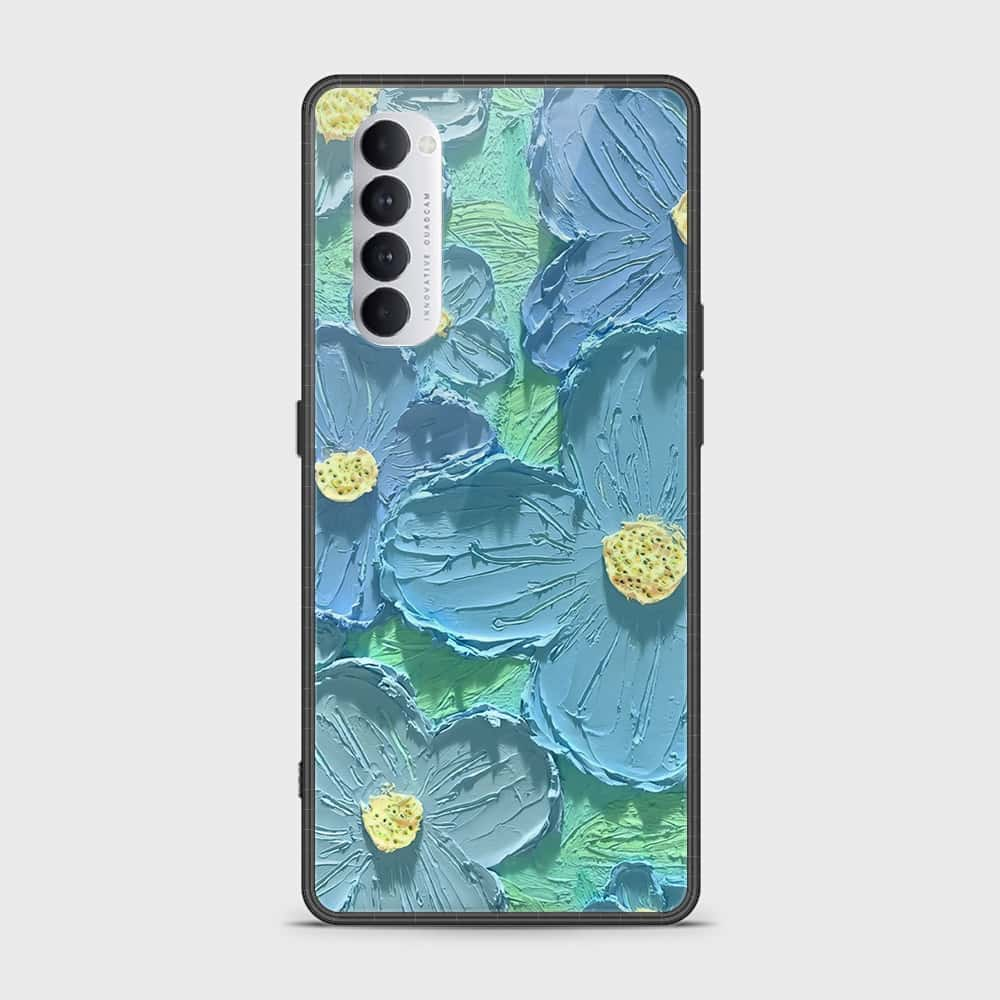 Oppo Reno 4 Pro Cover - Floral Series - Design 1 - Purple & Aqua - HQ Ultra Shine Premium Infinity Glass Soft Silicon Borders Case