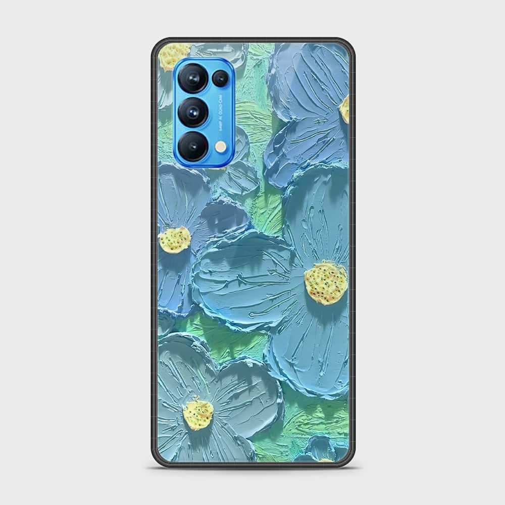 Oppo Reno 5 Pro Cover - Floral Series - Design 1 - Purple & Aqua - HQ Ultra Shine Premium Infinity Glass Soft Silicon Borders Case