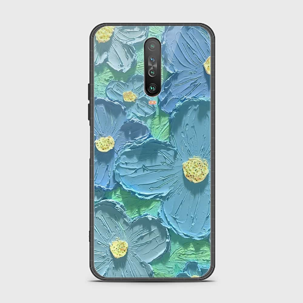 Xiaomi Redmi K30 Cover - Floral Series - Design 1 - Purple & Aqua - HQ Ultra Shine Premium Infinity Glass Soft Silicon Borders Case