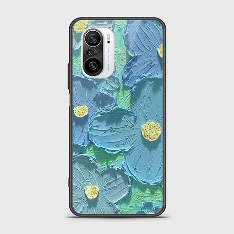 Xiaomi Redmi K40 Pro Cover - Floral Series - Design 1 - Purple & Aqua - HQ Ultra Shine Premium Infinity Glass Soft Silicon Borders Case