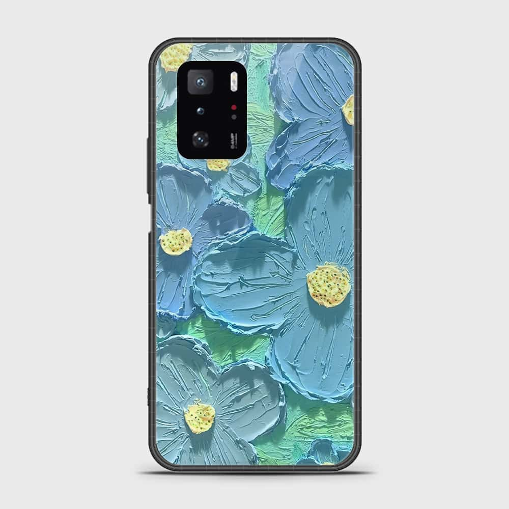 Xiaomi Poco X3 GT Cover - Floral Series - Design 1 - Purple & Aqua - HQ Ultra Shine Premium Infinity Glass Soft Silicon Borders Case