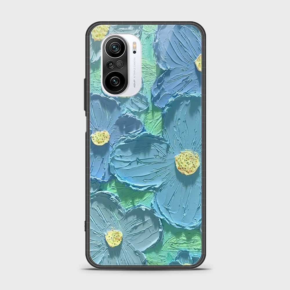 Xiaomi Poco F3 Cover - Floral Series - Design 1 - Purple & Aqua - HQ Ultra Shine Premium Infinity Glass Soft Silicon Borders Case