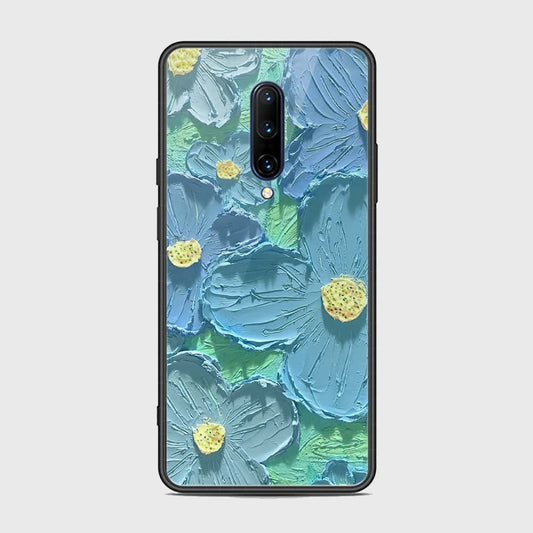 OnePlus 7 Pro Cover - Floral Series - Design 1 - Purple & Aqua - HQ Ultra Shine Premium Infinity Glass Soft Silicon Borders Case