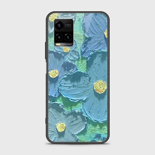 Vivo Y21G Cover - Floral Series - Design 1 - Purple & Aqua - HQ Ultra Shine Premium Infinity Glass Soft Silicon Borders Case