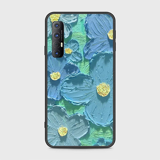 Oppo Reno 3 Pro Cover - Floral Series - Design 1 - Purple & Aqua - HQ Ultra Shine Premium Infinity Glass Soft Silicon Borders Case