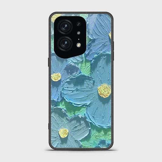 Oppo Find X5 Pro Cover - Floral Series - Design 1 - Purple & Aqua - HQ Ultra Shine Premium Infinity Glass Soft Silicon Borders Case