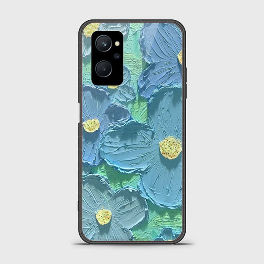 Realme 9i Cover - Floral Series - Design 1 - Purple & Aqua - HQ Ultra Shine Premium Infinity Glass Soft Silicon Borders Case