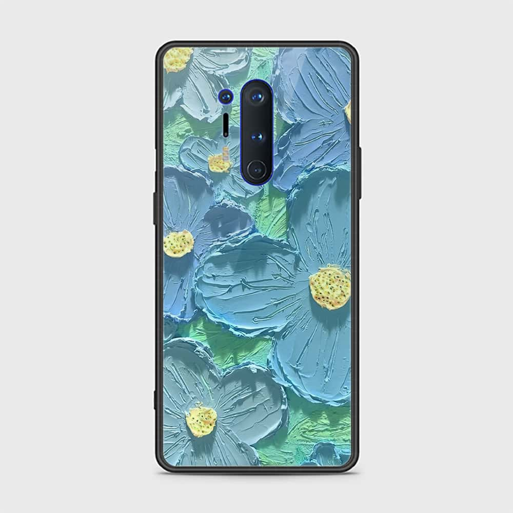 OnePlus 8 Pro Cover - Floral Series - Design 1 - Purple & Aqua - HQ Ultra Shine Premium Infinity Glass Soft Silicon Borders Case