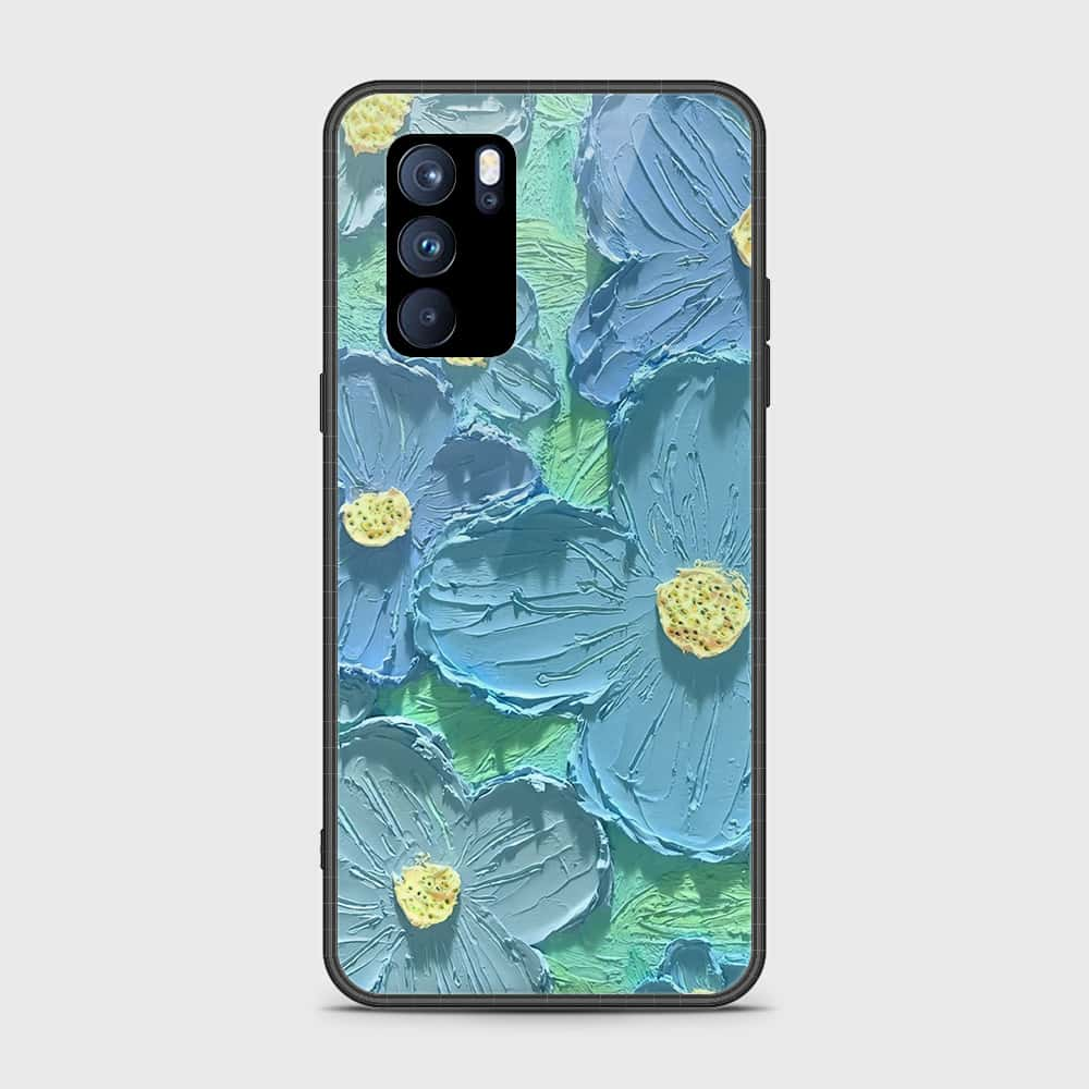 Oppo Reno 6 Pro 5G Cover - Floral Series - Design 1 - Purple & Aqua - HQ Ultra Shine Premium Infinity Glass Soft Silicon Borders Case