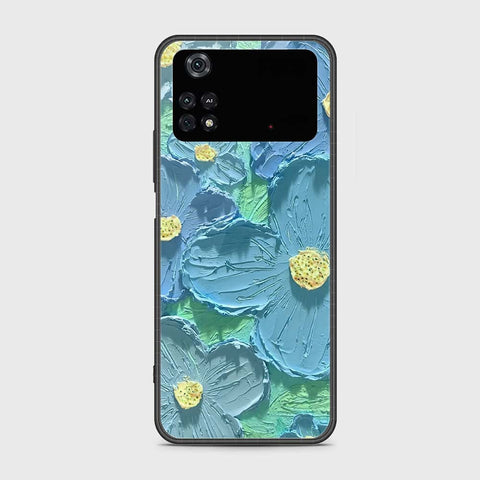 Xiaomi Poco M4 Pro Cover - Floral Series - Design 1 - Purple & Aqua - HQ Ultra Shine Premium Infinity Glass Soft Silicon Borders Case