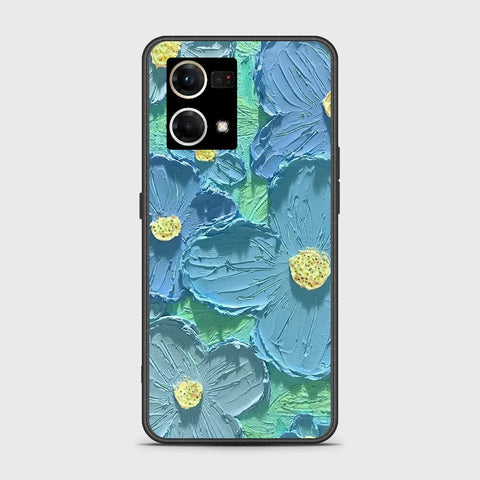 Oppo F21 Pro 4G Cover - Floral Series - Design 1 - Purple & Aqua - HQ Ultra Shine Premium Infinity Glass Soft Silicon Borders Case