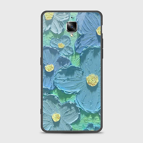 OnePlus 3 Cover - Floral Series - Design 1 - Purple & Aqua - HQ Ultra Shine Premium Infinity Glass Soft Silicon Borders Case