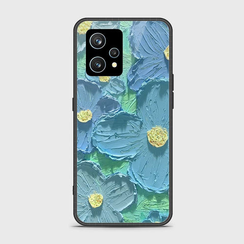 Realme 9 4G Cover - Floral Series - Design 1 - Purple & Aqua - HQ Ultra Shine Premium Infinity Glass Soft Silicon Borders Case