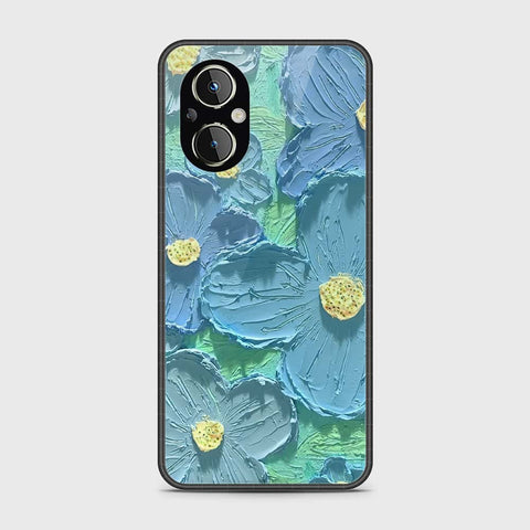 Oppo F21 Pro 5G Cover - Floral Series - Design 1 - Purple & Aqua - HQ Ultra Shine Premium Infinity Glass Soft Silicon Borders Case