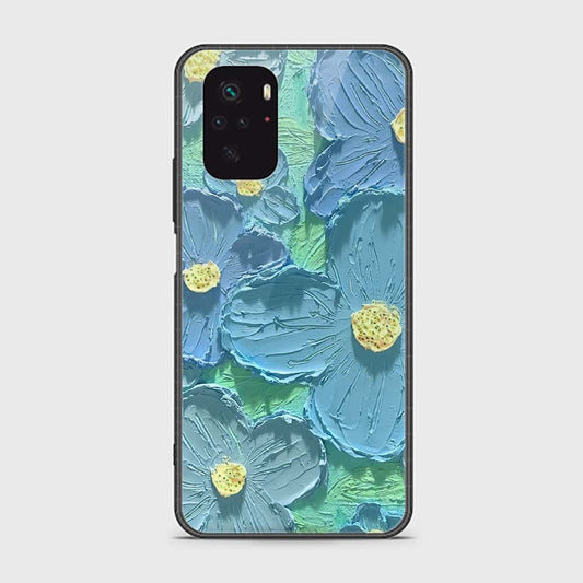 Xiaomi Redmi Note 10S Cover - Floral Series - Design 1 - Purple & Aqua - HQ Ultra Shine Premium Infinity Glass Soft Silicon Borders Case