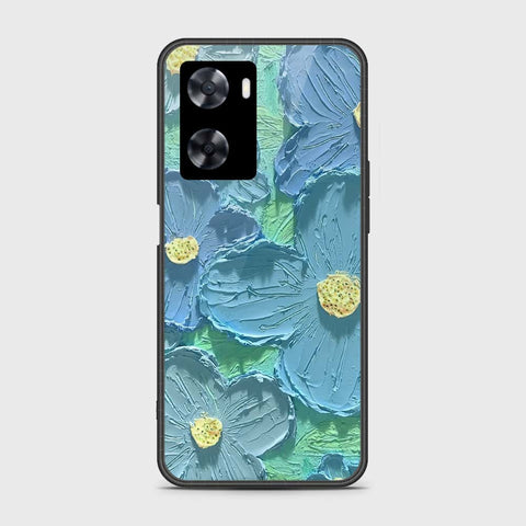 Oppo A77 4G Cover - Floral Series - Design 1 - Purple & Aqua - HQ Ultra Shine Premium Infinity Glass Soft Silicon Borders Case