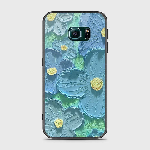 Samsung Galaxy S6 Edge Plus Cover - Floral Series - Design 1 - Purple & Aqua - HQ Ultra Shine Premium Infinity Glass Soft Silicon Borders Case