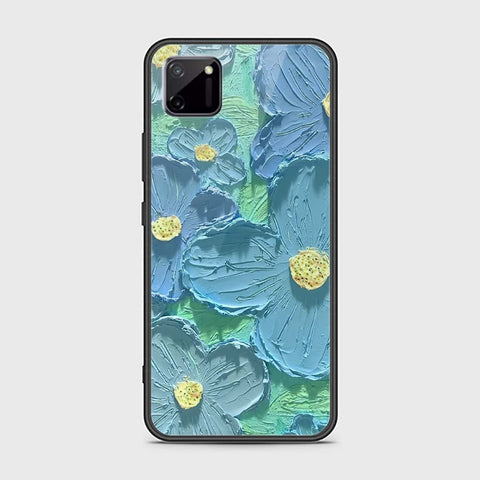 Realme C11 Cover - Floral Series - Design 1 - Purple & Aqua - HQ Ultra Shine Premium Infinity Glass Soft Silicon Borders Case