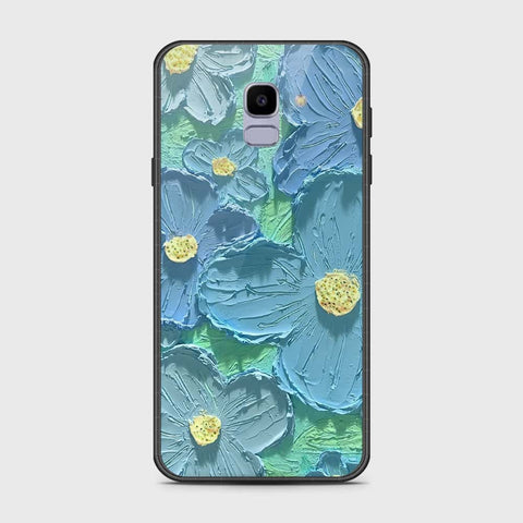 Samsung Galaxy J6 2018 Cover - Floral Series - Design 1 - Purple & Aqua - HQ Ultra Shine Premium Infinity Glass Soft Silicon Borders Case