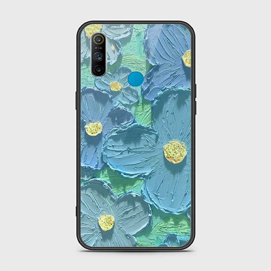 Realme 6i Cover - Floral Series - Design 1 - Purple & Aqua - HQ Ultra Shine Premium Infinity Glass Soft Silicon Borders Case