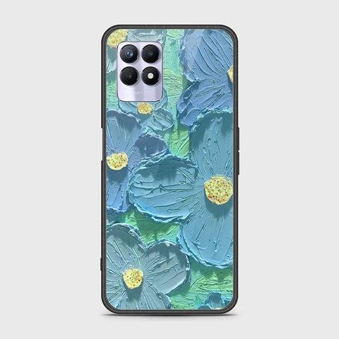 Realme Narzo 50 4G Cover - Floral Series - Design 1 - Purple & Aqua - HQ Ultra Shine Premium Infinity Glass Soft Silicon Borders Case