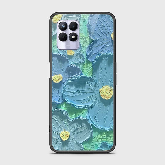 Realme 8i Cover - Floral Series - Design 1 - Purple & Aqua - HQ Ultra Shine Premium Infinity Glass Soft Silicon Borders Case