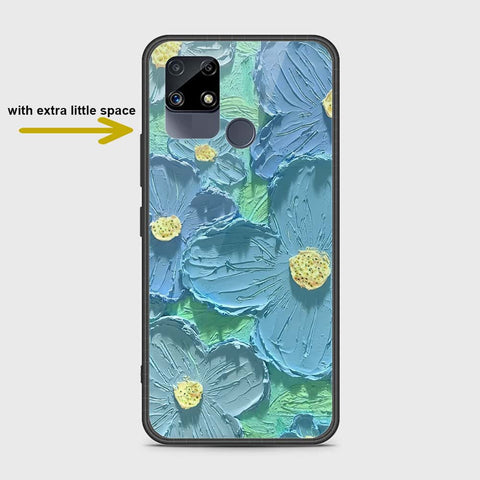 Realme Narzo 20 Cover - Floral Series - Design 1 - Purple & Aqua - HQ Ultra Shine Premium Infinity Glass Soft Silicon Borders Case