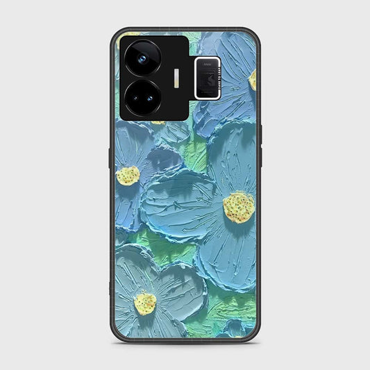 Realme GT Neo 5 Cover - Floral Series - Design 1 - Purple & Aqua - HQ Ultra Shine Premium Infinity Glass Soft Silicon Borders Case