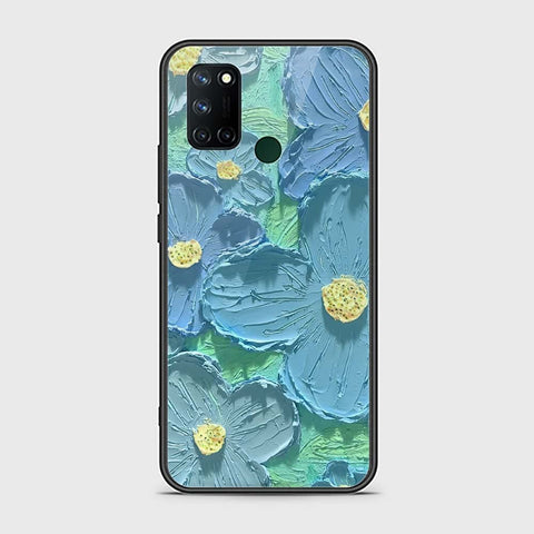 Realme C17 Cover - Floral Series - Design 1 - Purple & Aqua - HQ Ultra Shine Premium Infinity Glass Soft Silicon Borders Case