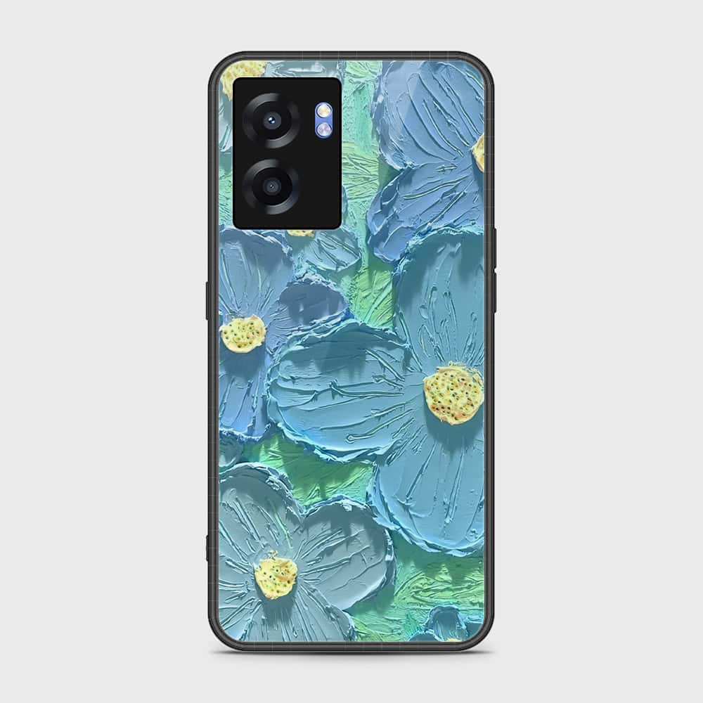 Realme V23 Cover - Floral Series - Design 1 - Purple & Aqua - HQ Ultra Shine Premium Infinity Glass Soft Silicon Borders Case