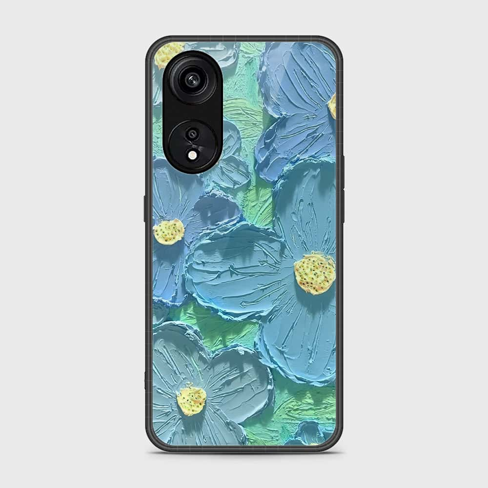 Oppo Reno 8T 5G Cover - Floral Series - Design 1 - Purple & Aqua - HQ Ultra Shine Premium Infinity Glass Soft Silicon Borders Case