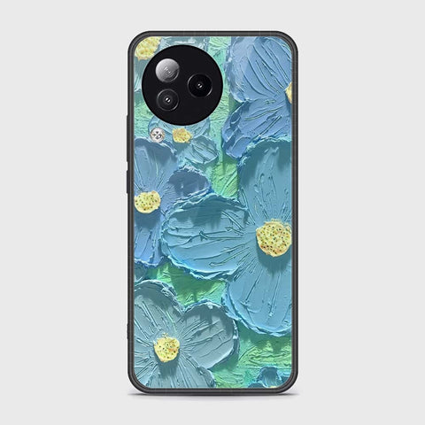 Realme C53 Cover - Floral Series - Design 1 - Purple & Aqua - HQ Ultra Shine Premium Infinity Glass Soft Silicon Borders Case