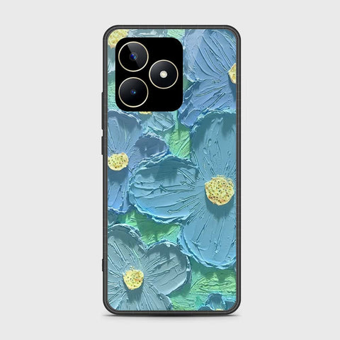 Realme Note 50 Cover - Floral Series - Design 1 - Purple & Aqua - HQ Ultra Shine Premium Infinity Glass Soft Silicon Borders Case