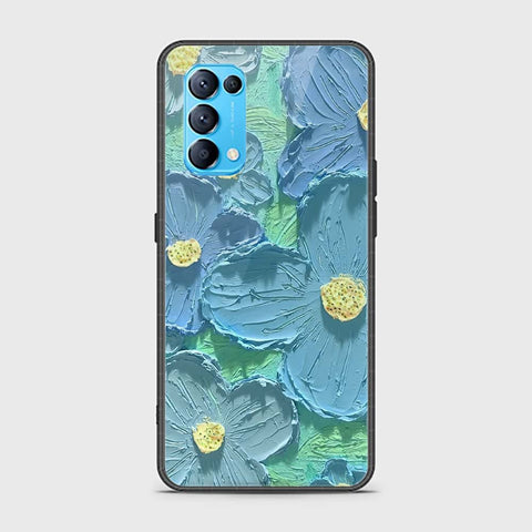 Oppo Reno 5 4G Cover - Floral Series - Design 1 - Purple & Aqua - HQ Ultra Shine Premium Infinity Glass Soft Silicon Borders Case