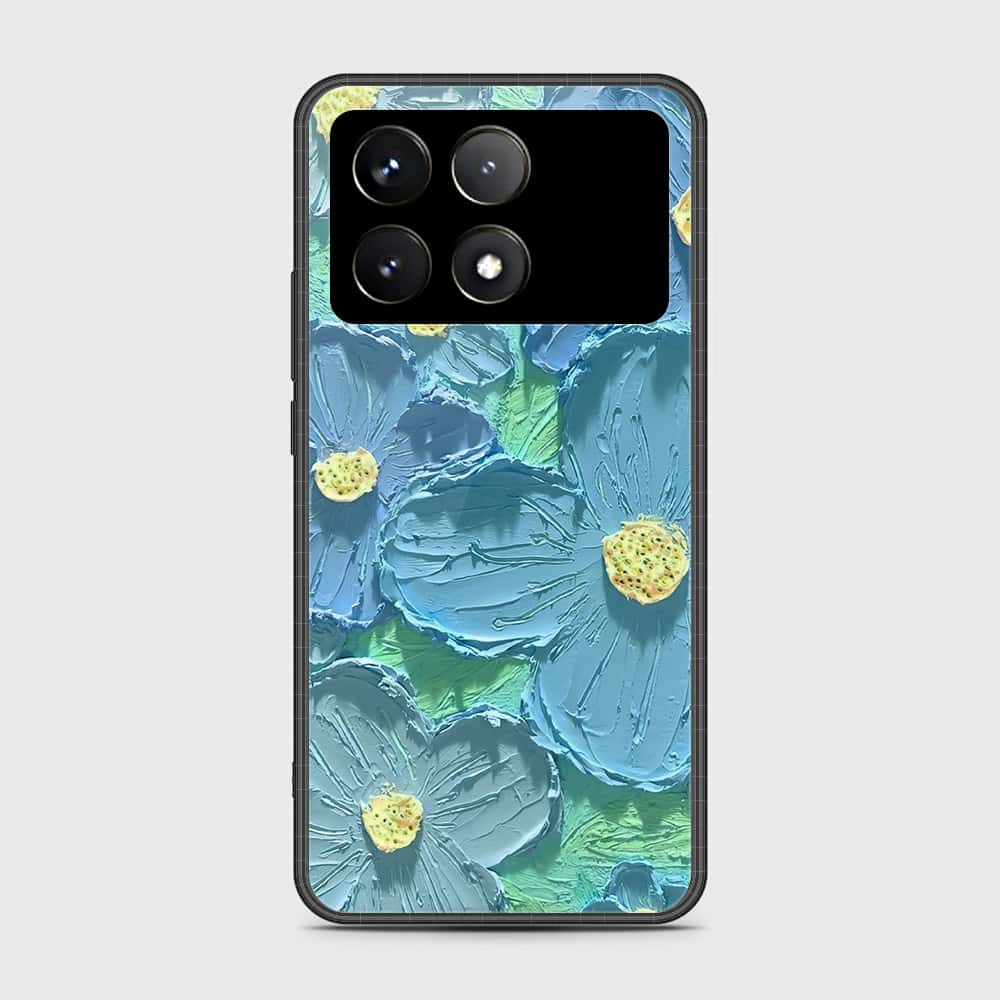 Xiaomi Redmi K70 Cover - Floral Series - Design 1 - Purple & Aqua - HQ Ultra Shine Premium Infinity Glass Soft Silicon Borders Case