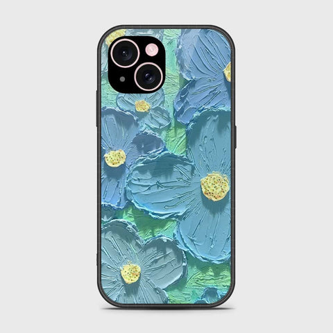 iPhone 15 Plus Cover - Floral Series - Design 1 - Purple & Aqua - HQ Ultra Shine Premium Infinity Glass Soft Silicon Borders Case