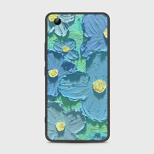 Vivo Y81 Cover - Floral Series - Design 1 - Purple & Aqua - HQ Ultra Shine Premium Infinity Glass Soft Silicon Borders Case