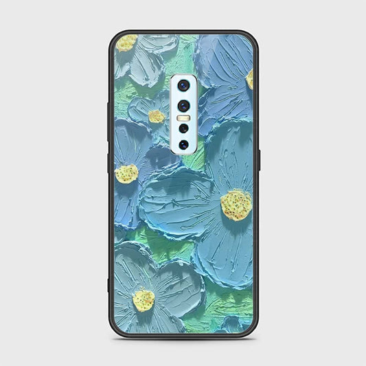 Vivo V17 Pro Cover - Floral Series - Design 1 - Purple & Aqua - HQ Ultra Shine Premium Infinity Glass Soft Silicon Borders Case