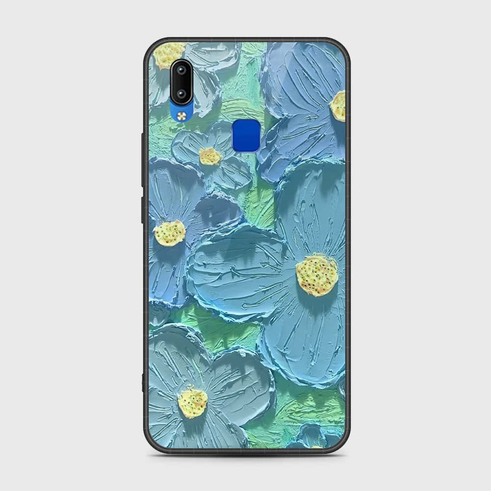 Vivo Y91i Cover - Floral Series - Design 1 - Purple & Aqua - HQ Ultra Shine Premium Infinity Glass Soft Silicon Borders Case